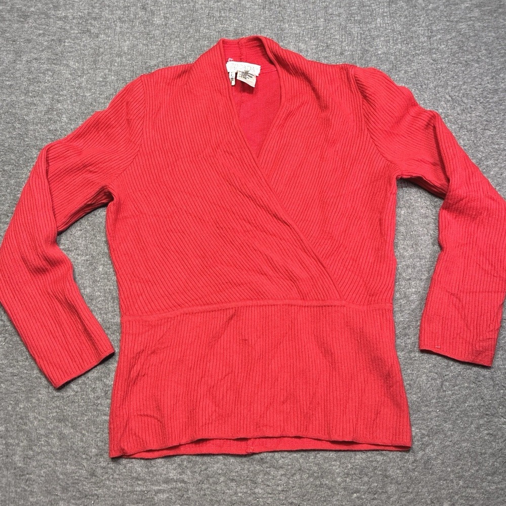Vintage ESCADA Sweater Women Size 44 Red Margaretha Ley Cashmere Wool Silk 80s